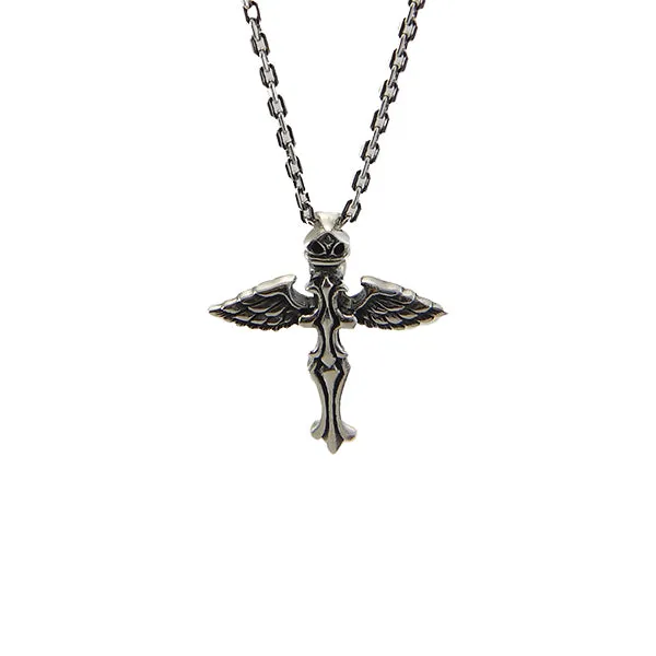 2 Wings Cross (Medium Size) Sterling Silver Necklace