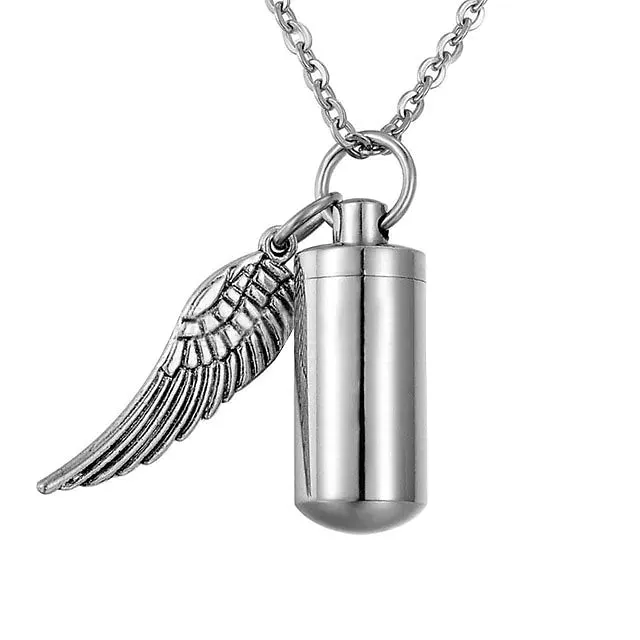 Angel Wings Stainless Steel Ashes Necklace