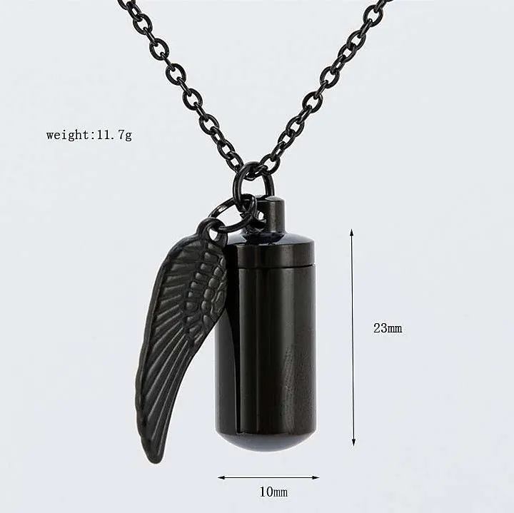 Angel Wings Stainless Steel Ashes Necklace