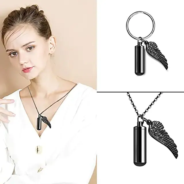 Angel Wings Stainless Steel Ashes Necklace