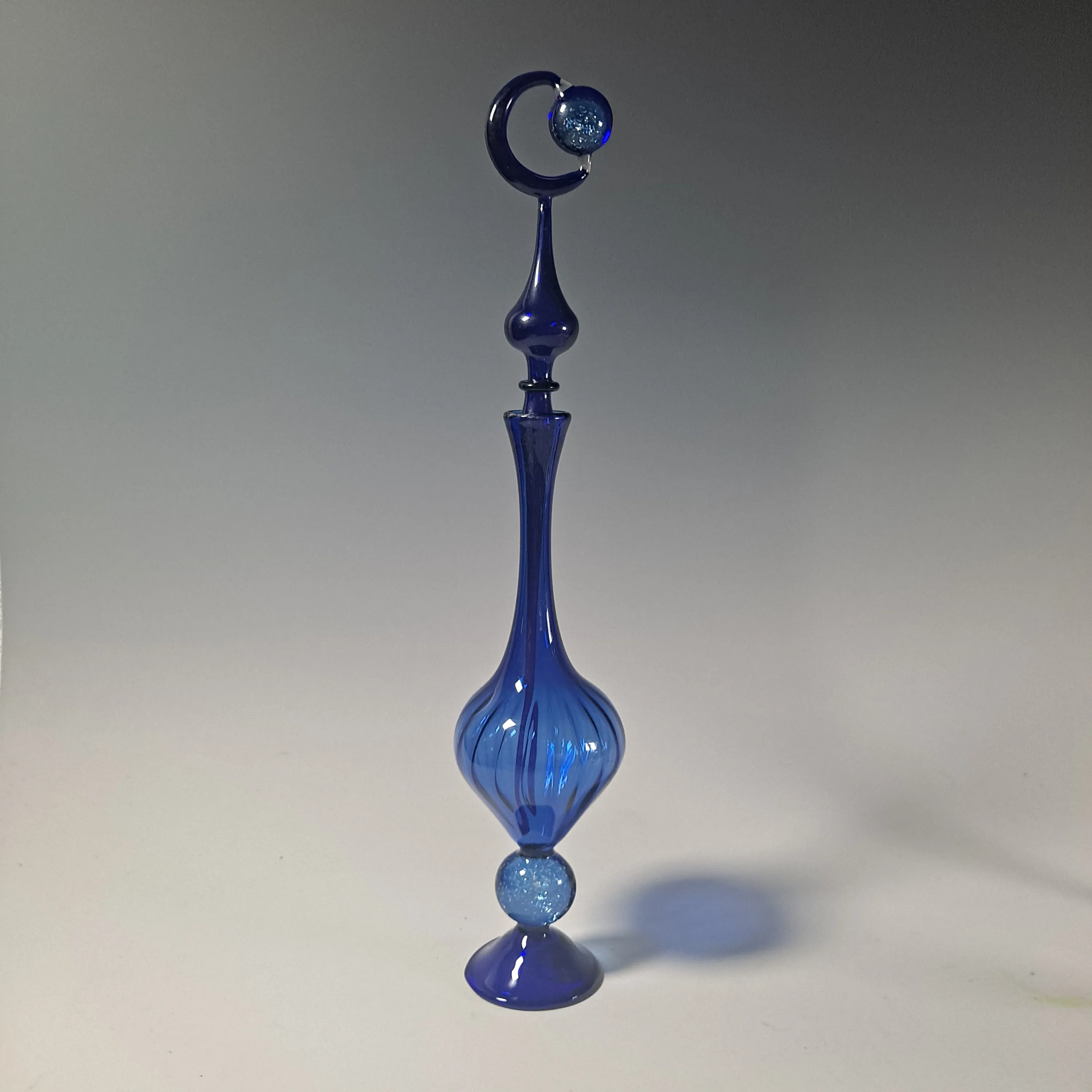 Cobalt Blue Celestial Potion Bottle Collection -  Handblown Glass Moon Perfume Bottles