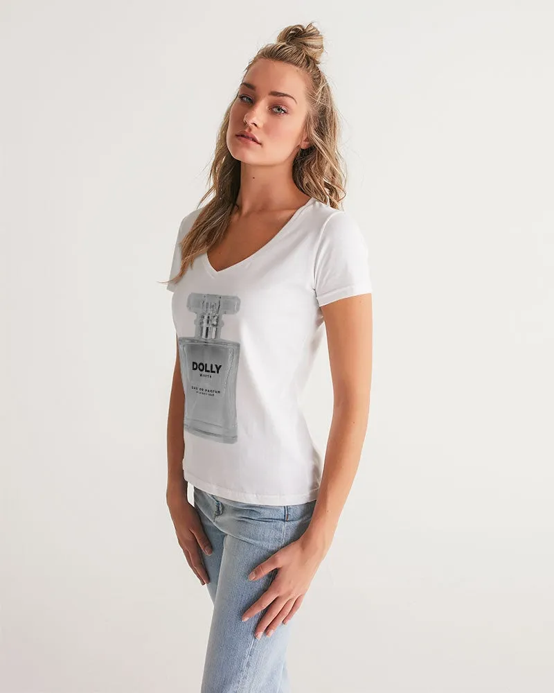 DOLLY WHITE PERFUME BOTTLE Women's V-Neck Tee