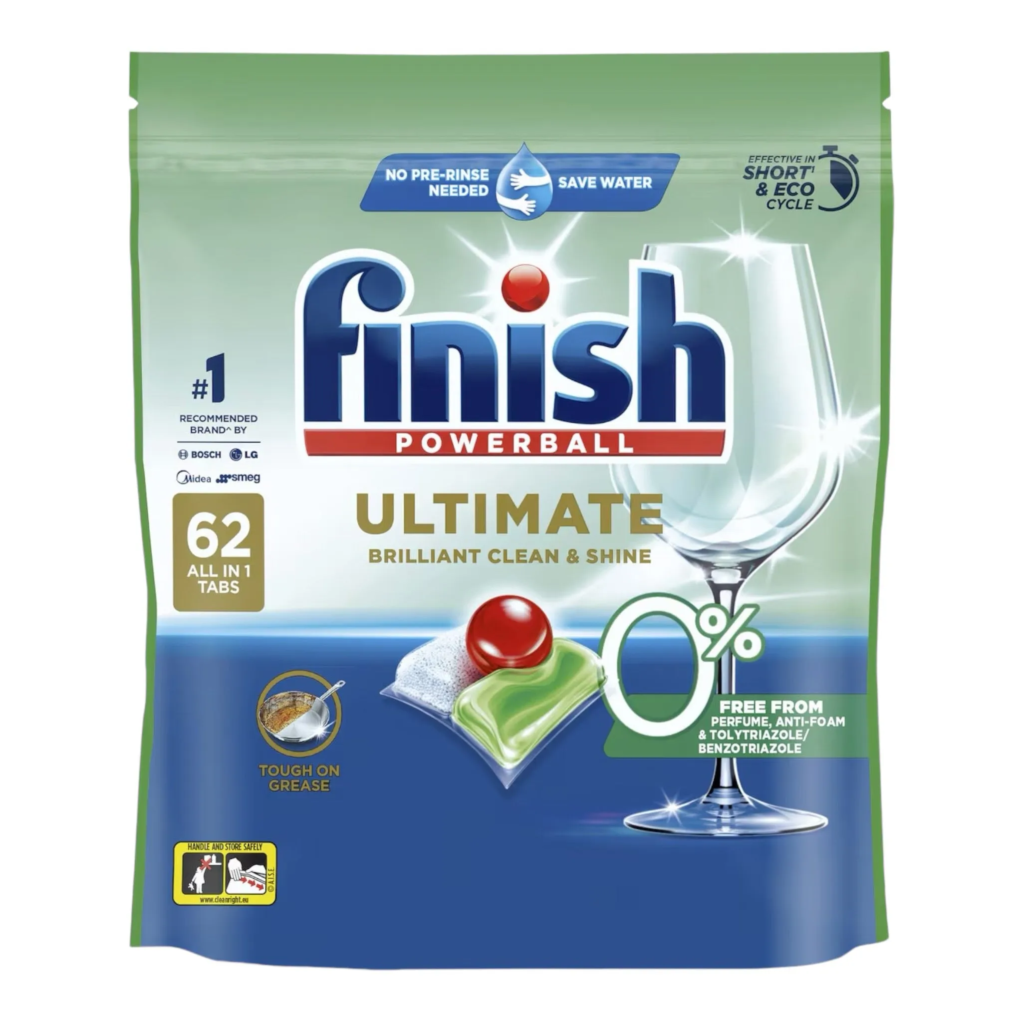 Finish Ultimate 0% Free From Dishwasher Tablets 62 Pack