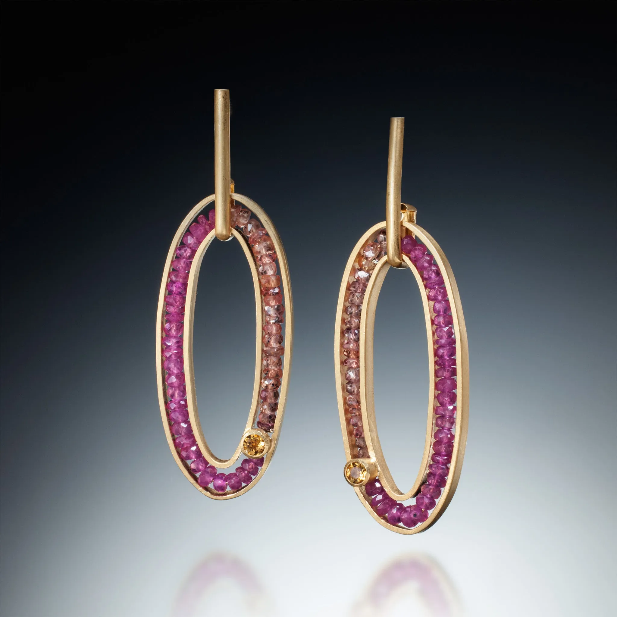 Gemstone Oval Earrings (gold)