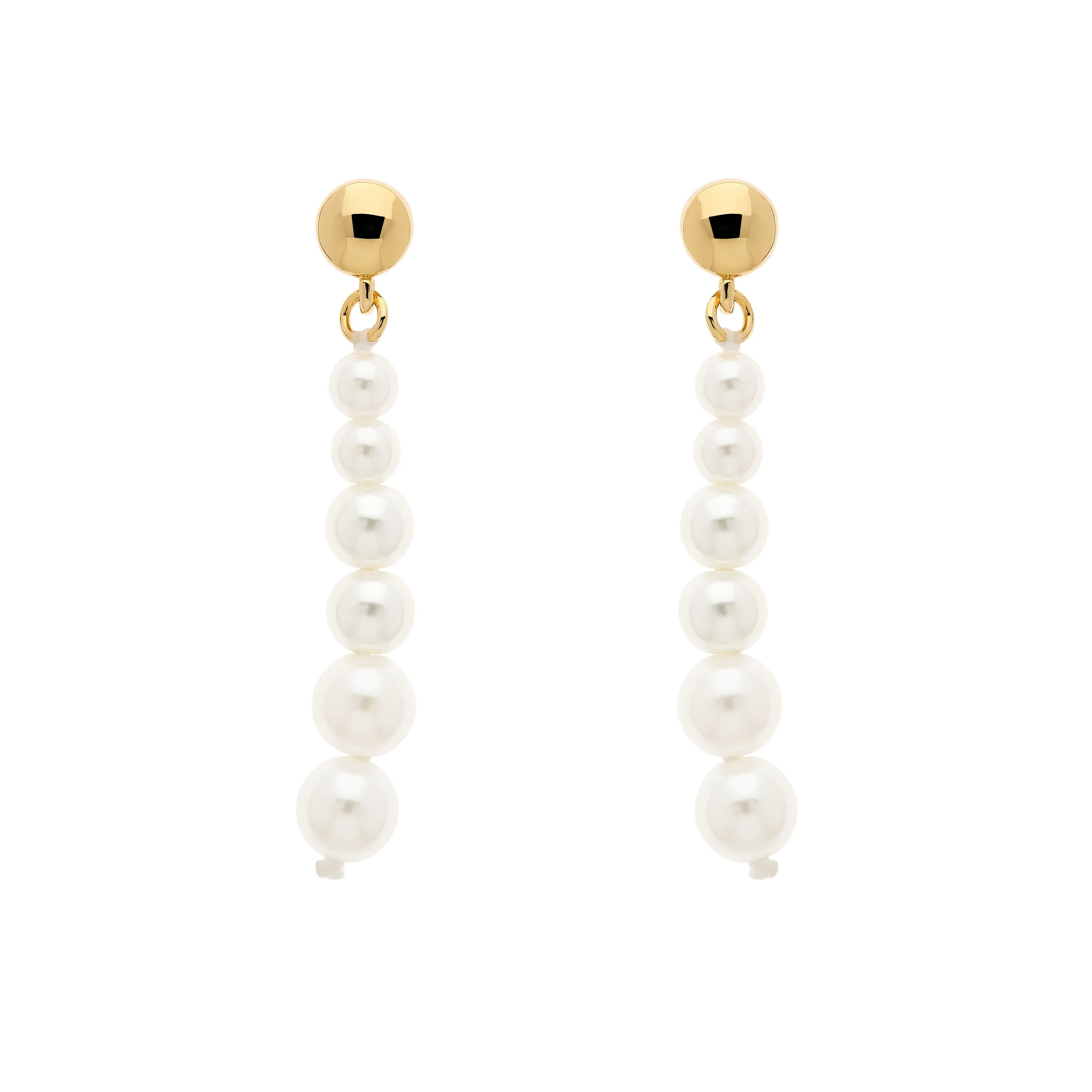 Graduated Pearl & Gold Earrings