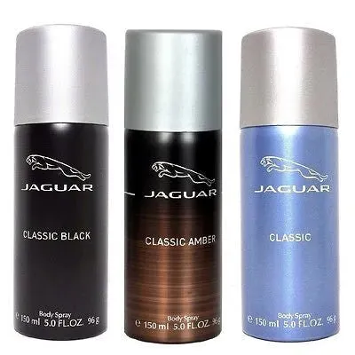 Jaguar Classic Black, Blue & Amber Deodorants for Men (Set of 3 x 150 ml)