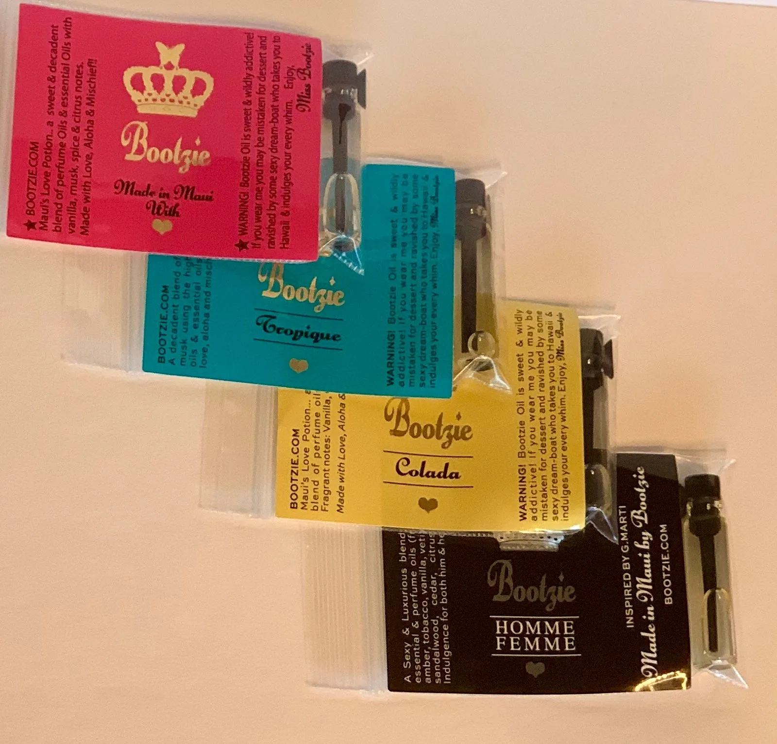 Perfume Oil Testers Vials-  "OG Collection" - 1 Original , 1 Tropique, 1 Colada, 1 Homme Femme