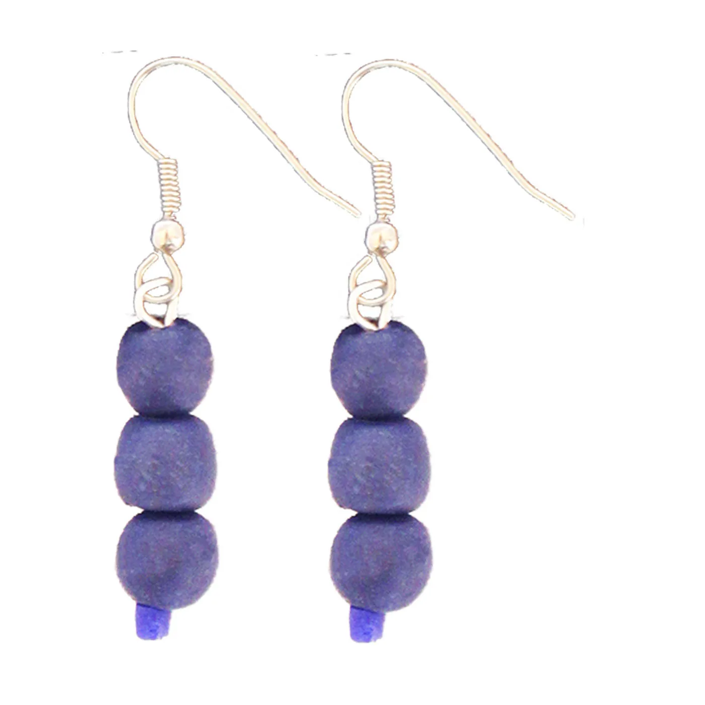 Recycled Glass Bead Earrings Blueberry Global Mamas