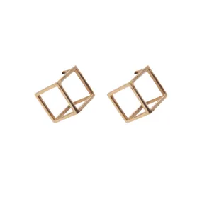 Square Cube Rose Gold Sterling Earrings